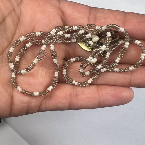 Coldwater Creek multi-strand seed-bead necklace, Gold /bronze & white, 20–22” - Picture 3 of 6